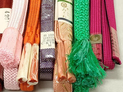 平和屋本店■和装小物　帯締め10本　京くみひも　佐賀錦　くみ紐　金糸　伊勢丹扱い　逸品　未使用　DZAA11156kh5
