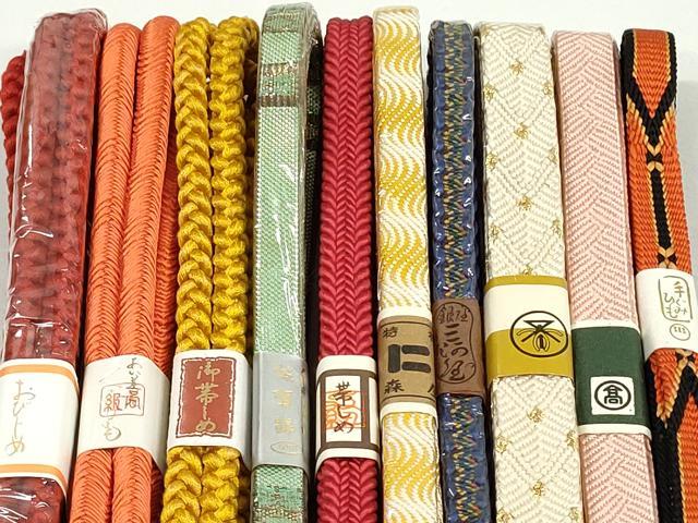平和屋本店■和装小物　帯締め10本　佐賀錦　くみひも　金糸　阪急百貨店・高島屋扱い　逸品　未使用　DZAA11157kh5