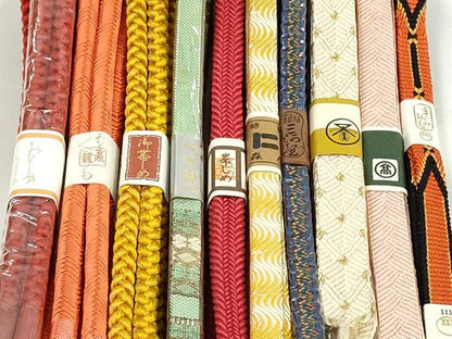 平和屋本店■和装小物　帯締め10本　佐賀錦　くみひも　金糸　阪急百貨店・高島屋扱い　逸品　未使用　DZAA11157kh5