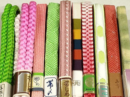 平和屋着物●和装小物　帯締め10本　手染め　手組ひも　ラメ糸　逸品　未使用　DAAT0692by