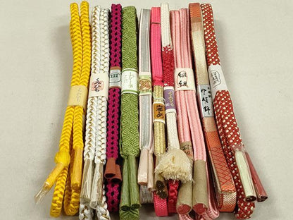 平和屋着物●和装小物　帯締め10本　冠組　佐賀錦　くみひも　金銀糸　逸品　未使用　DAAT0691by