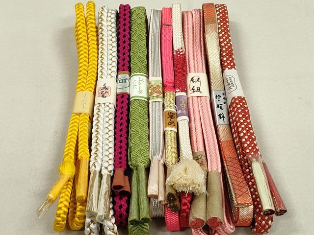 平和屋着物●和装小物　帯締め10本　冠組　佐賀錦　くみひも　金銀糸　逸品　未使用　DAAT0691by