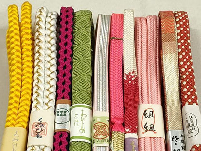 平和屋着物●和装小物　帯締め10本　冠組　佐賀錦　くみひも　金銀糸　逸品　未使用　DAAT0691by