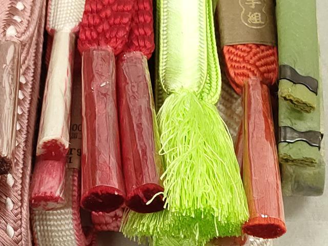 平和屋着物●和装小物　帯締め10本　手染め　手組ひも　ラメ糸　逸品　未使用　DAAT0692by