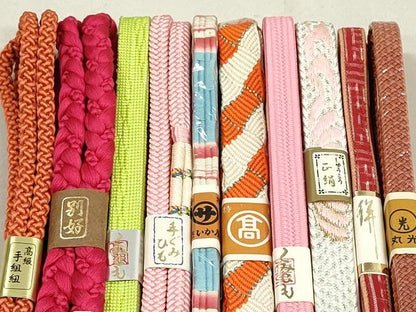 平和屋着物●和装小物　帯締め10本　絣　くみひも　手組紐　金銀糸　高島屋扱い　逸品　未使用　DAAT0693by