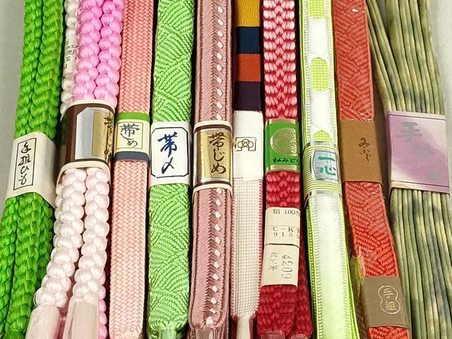 平和屋着物●和装小物　帯締め10本　手染め　手組ひも　ラメ糸　逸品　未使用　DAAT0692by