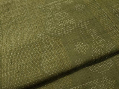 平和屋着物●結城紬　80亀甲　陶器吉祥文　正絹　逸品　CAAU1720yc