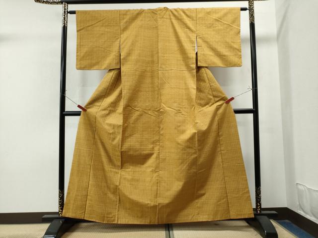 平和屋着物●上質な紬 格子柄 正絹 逸品 CAAU1709yc