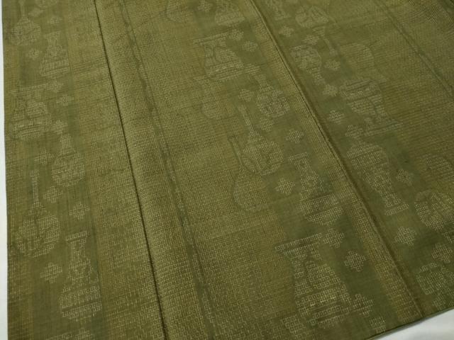 平和屋着物●結城紬　80亀甲　陶器吉祥文　正絹　逸品　CAAU1720yc