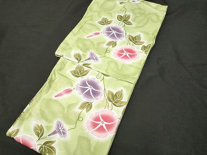 平和屋本店■浴衣 まとめて 3点 蜻蛉 花柄 紫陽花 朝顔 ラメ 綿紅梅 など 着用可能多数 ppp2196 km