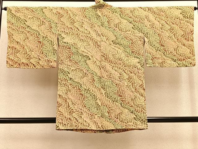 平和屋着物∞道中着　道長葉尽くし文　正絹　逸品　BAAU0043gt