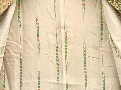 平和屋着物∞道中着　道長葉尽くし文　正絹　逸品　BAAU0043gt
