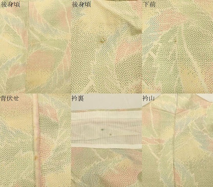 平和屋着物▽本塩沢 単衣 葉尽くし文 正絹 逸品 CAAT9511dy