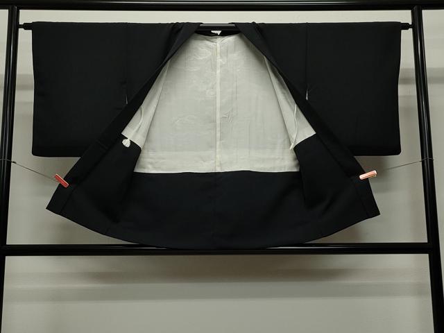 平和屋着物∞羽織 手描き 枝花文 黒地 金銀彩 正絹 逸品 CAAT5837id