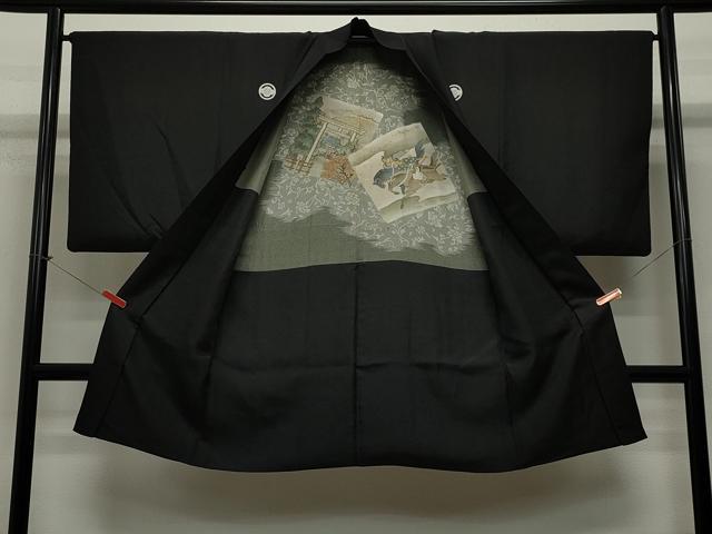 平和屋着物∞男性　長羽織　黒紋付き　正絹　逸品　CAAT5843id