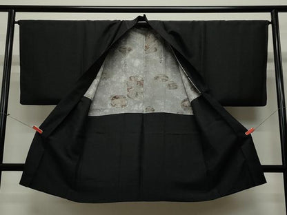 平和屋着物∞男性　長羽織　黒紋付き　正絹　逸品　CAAT5849id