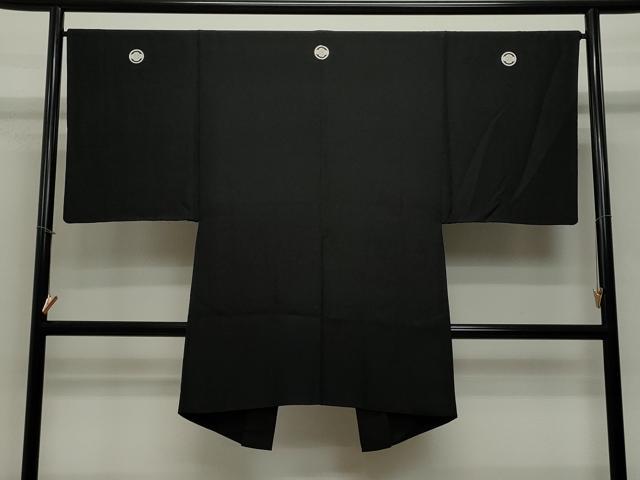 平和屋着物∞男性　長羽織　黒紋付き　正絹　逸品　CAAT5843id