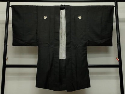 平和屋着物∞男性 長羽織 黒紋付き 正絹 逸品 CAAT5847id