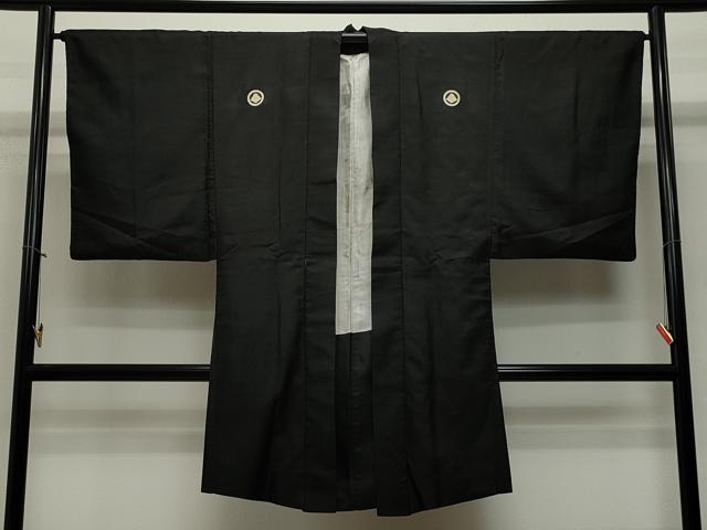 平和屋着物∞男性 長羽織 黒紋付き 正絹 逸品 CAAT5847id
