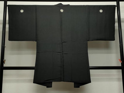 平和屋着物∞男性　長羽織　黒紋付き　正絹　逸品　CAAT5849id