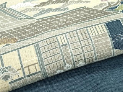 平和屋本店■極上　染織の名門　しょうざん  生紬　訪問着　風景文　金彩　逸品　CZAA2890s5