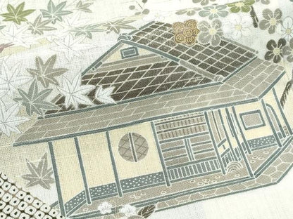 平和屋本店■極上　染織の名門　しょうざん  生紬　訪問着　風景文　金彩　逸品　CZAA2890s5