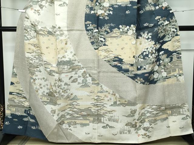 平和屋本店■極上　染織の名門　しょうざん  生紬　訪問着　風景文　金彩　逸品　CZAA2890s5