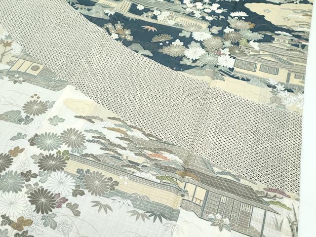 平和屋本店■極上　染織の名門　しょうざん  生紬　訪問着　風景文　金彩　逸品　CZAA2890s5