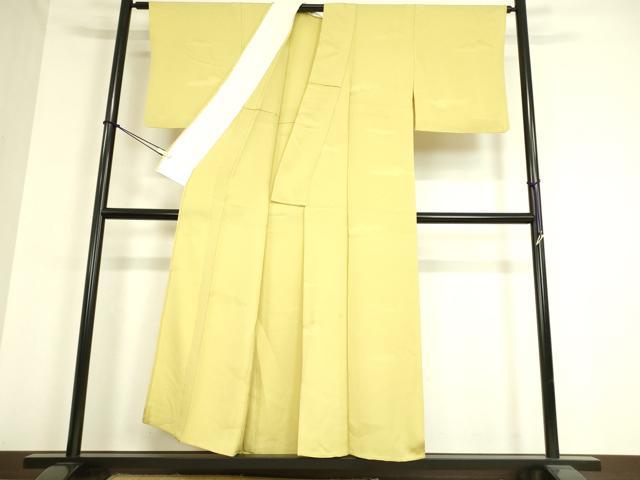 平和屋着物▽上質な色無地 単衣 霞地紋 刈安色 正絹 逸品 DAAT9390az
