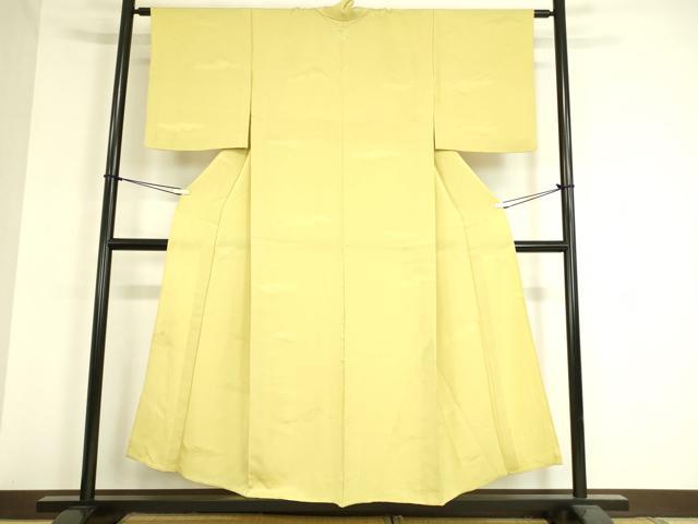 平和屋着物▽上質な色無地 単衣 霞地紋 刈安色 正絹 逸品 DAAT9390az