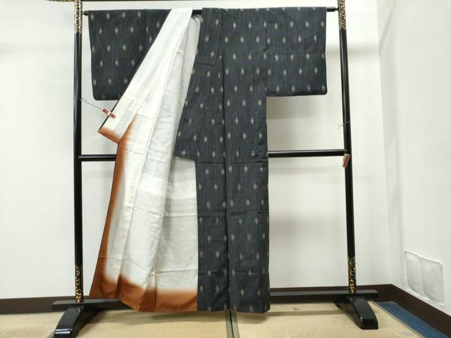 平和屋着物●上質な紬 幾何学文様 正絹 逸品 CAAU1917yc