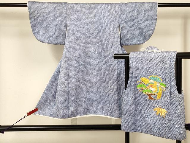 平和屋着物[]七五三　男の子　被布セット　駒刺繍　鳳凰　笹松文　洗える着物　DAAS9068ma