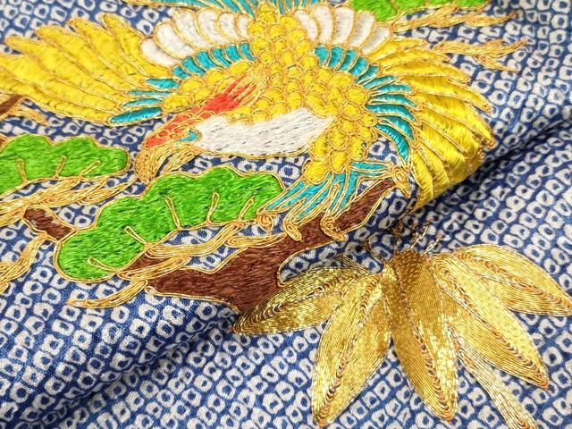 平和屋着物[]七五三　男の子　被布セット　駒刺繍　鳳凰　笹松文　洗える着物　DAAS9068ma