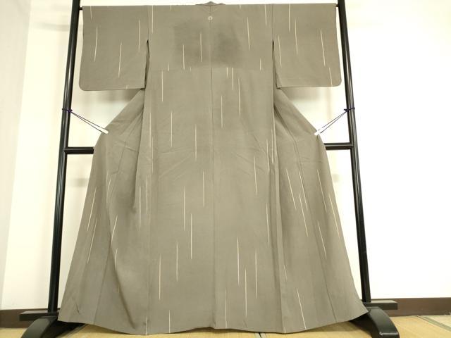 平和屋着物▽上質な小紋 単衣 変わり斜線文 正絹 逸品 DAAT9502az