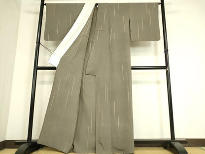 平和屋着物▽上質な小紋 単衣 変わり斜線文 正絹 逸品 DAAT9502az