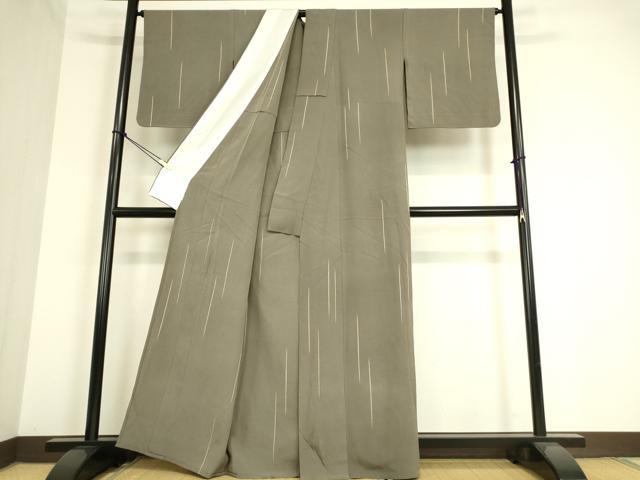 平和屋着物▽上質な小紋 単衣 変わり斜線文 正絹 逸品 DAAT9502az