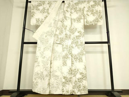 平和屋着物▽上質な小紋　単衣　草花文　正絹　逸品　DAAT9508az