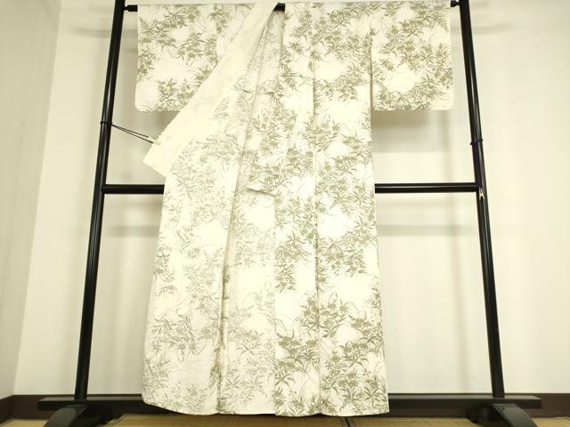 平和屋着物▽上質な小紋　単衣　草花文　正絹　逸品　DAAT9508az
