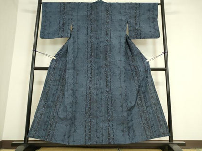 平和屋着物▽結城紬 単衣 笹竹文 正絹 逸品 DAAT9511az