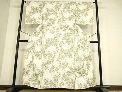 平和屋着物▽上質な小紋　単衣　草花文　正絹　逸品　DAAT9508az