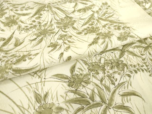 平和屋着物▽上質な小紋　単衣　草花文　正絹　逸品　DAAT9508az