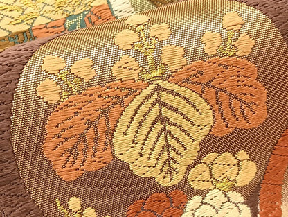 平和屋着物●六通柄袋帯　唐織　花蝶丸文　金糸　正絹　逸品　BAAU2393yc