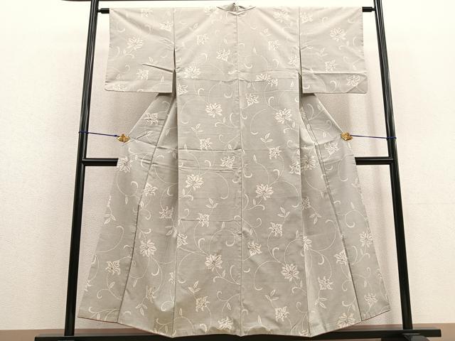 平和屋着物●上質な紬 更紗花唐草文 正絹 逸品 BAAU0183gt