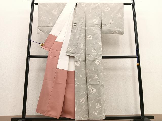 平和屋着物●上質な紬 更紗花唐草文 正絹 逸品 BAAU0183gt