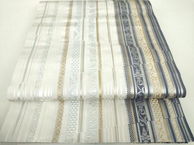 平和屋着物●本場筑前博多織 八寸名古屋帯 変わり花間道 正絹 逸品 DAAU5320ps