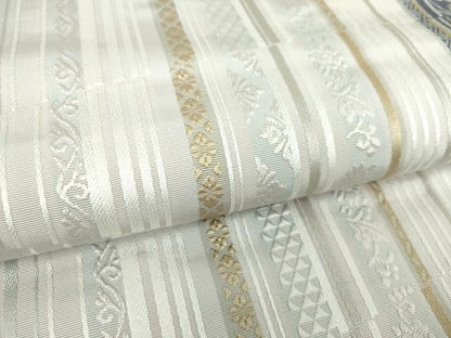 平和屋着物●本場筑前博多織 八寸名古屋帯 変わり花間道 正絹 逸品 DAAU5320ps