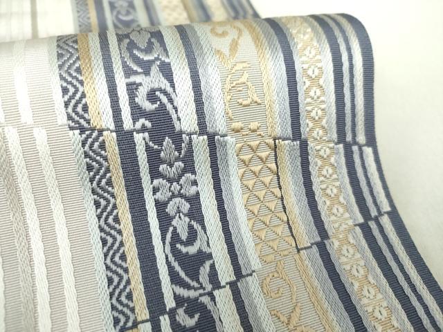 平和屋着物●本場筑前博多織 八寸名古屋帯 変わり花間道 正絹 逸品 DAAU5320ps