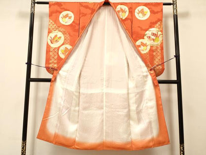 平和屋着物∵女の子 十三参り 子供 祝着・袋帯セット 駒刺繍 舞蝶丸文 金彩 逸品 DAAS9087ma