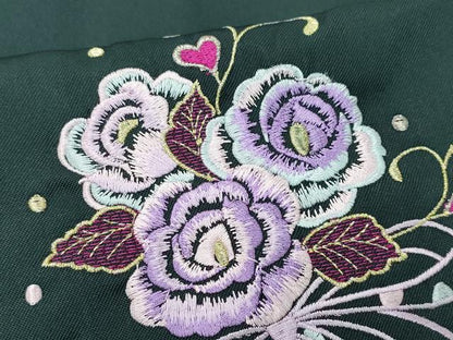 平和屋着物●女性 行灯袴 総刺繍 花唐草文 高麗納戸色 卒業式 洗える着物 未使用 CAAU9807vf