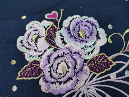 平和屋着物●女性 行灯袴 総刺繍 花唐草文 留紺色 卒業式 洗える着物 未使用 CAAU9838vf